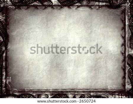 Computer designed grunge border and aged textured paper background
