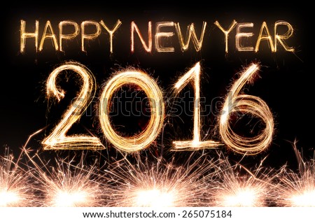 Happy new year 2016 written with Sparkle firework Royalty-Free Stock Photo #265075184