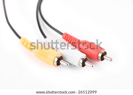 Color Audio cable on white background