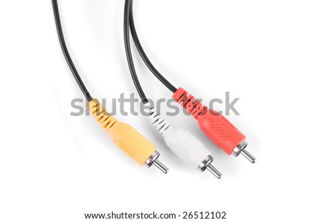 Color Audio cable on white background