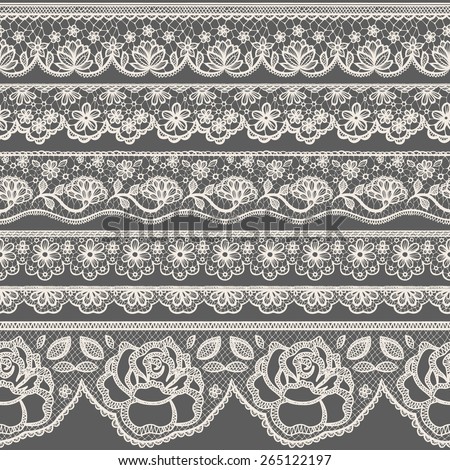 Set of seamless lace borders