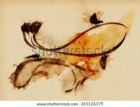 Fish in the sumi-e style and blots
