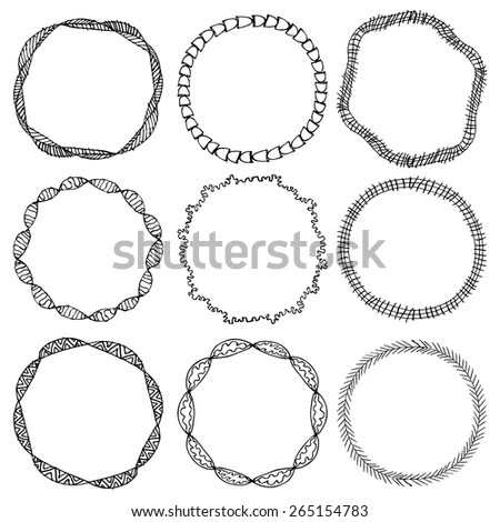 Set of 9 hand-draw vector victory laurel wreaths for stationary. Frames. Easy to change colors.