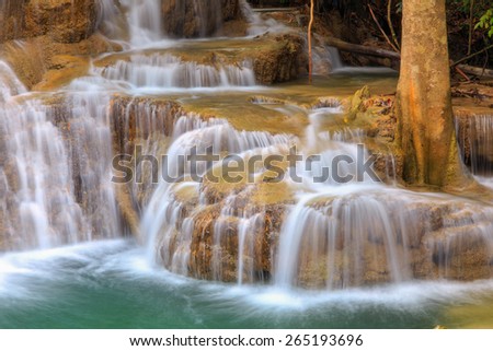 Waterfall and green stream in the forest Thailand