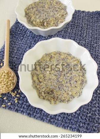 Mochi milk rice pudding with poppy seeds