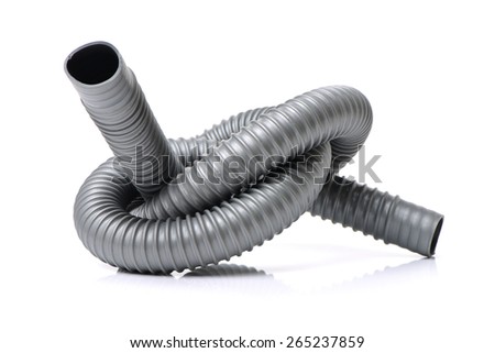 plastic pipe and materials for constructions on white background
