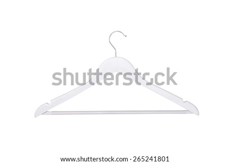 Wooden hangers on isolated white background Royalty-Free Stock Photo #265241801
