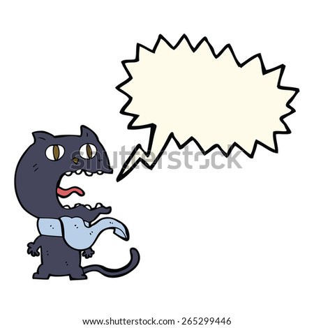 cartoon frightened cat with speech bubble