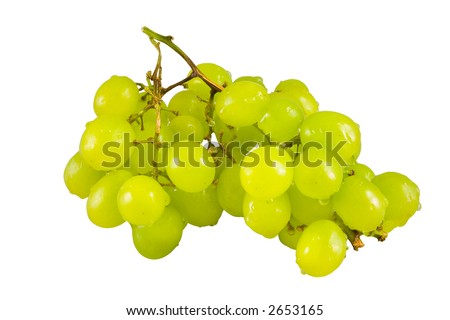 the bunch of white grape with clipping path