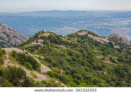 View of Montserrat mountains near Barcelona. Catalonia Spain.