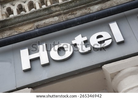Hotel Sign on Diagonal Slant