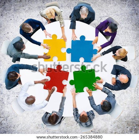 Business People Jigsaw Puzzle Collaboration Team Concept Royalty-Free Stock Photo #265384880