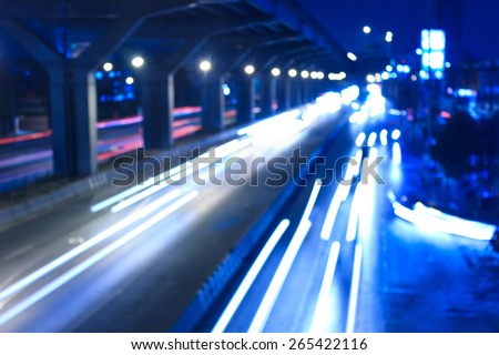 abstract defocused and long exposure transportations  city light night in Thailand