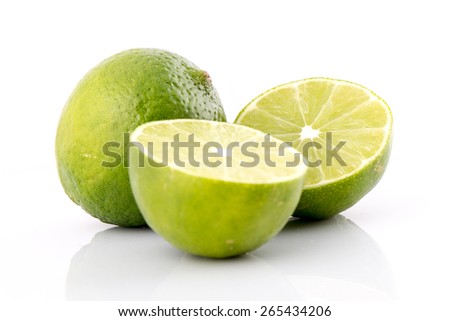 slice of lime isolated on white background