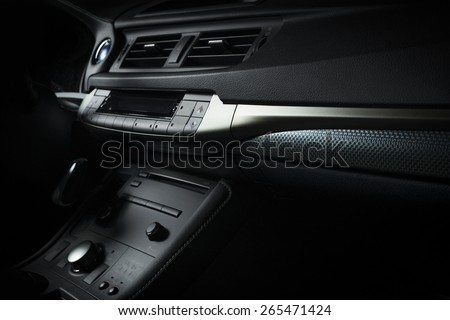 Modern electric car interior Royalty-Free Stock Photo #265471424
