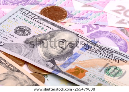 european money and american dollars