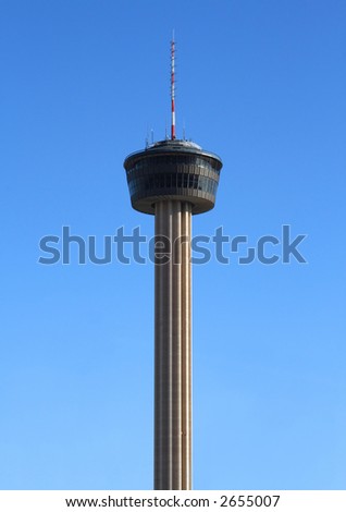 A shot of the Tower of the Americas in San Antonio, Texas from downtown.