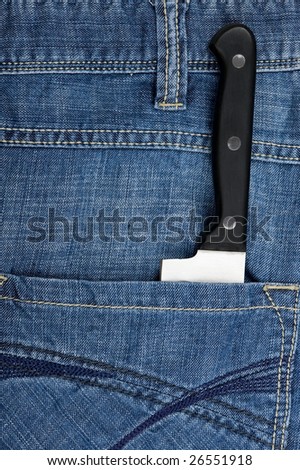 Background jeans with kitchen utensil