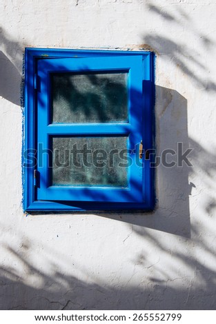Blue box on a white wall