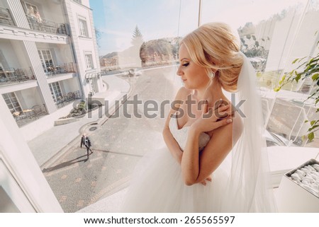 blonde bride with her groom