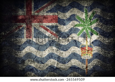  the British Indian Ocean Territory (United Kingdom) flag pattern on dirty old concrete wall texture ,retro vintage style