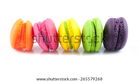 colorful tasty mini macaron isolated on white background