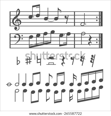 Music notes and icons set. Vector illustration