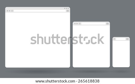 Flat blank browser windows for different devices. Vector Template for your content Royalty-Free Stock Photo #265618838