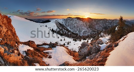 Slovakia winter mountain at sunset - Velka Fatra