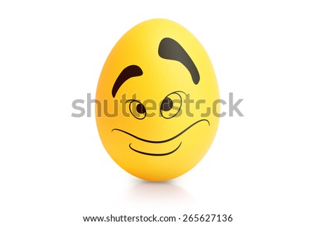 Yellow cute egg with emotional face