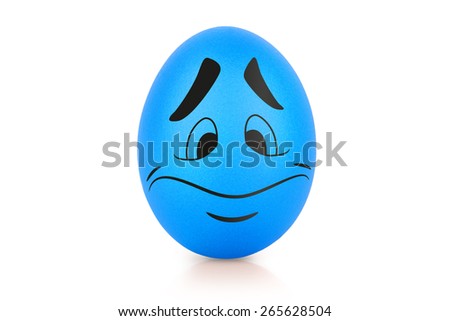 Blue cute egg with emotional face