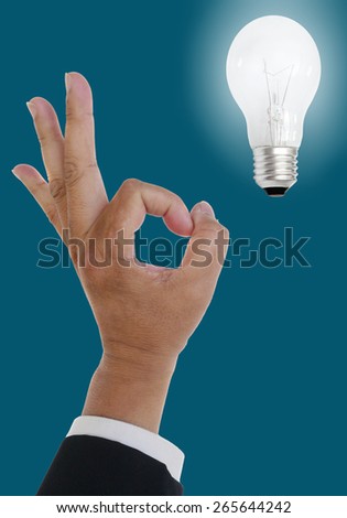 businessman hand and lightbulb