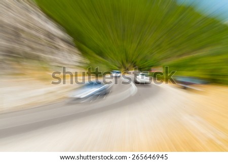 Car speeds through the streets