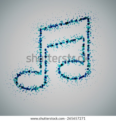 blue ink splattered spots music note icon vector background