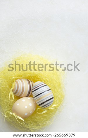 Easter greeting card with colorful easter eggs 