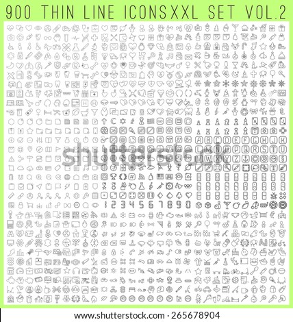 Thin line icons exclusive XXL icons set. Universal interface, navigation, people, family, baby, medicine and healthcare, holidays, Christmas, Valentines Day and many other miscellaneous icons Royalty-Free Stock Photo #265678904