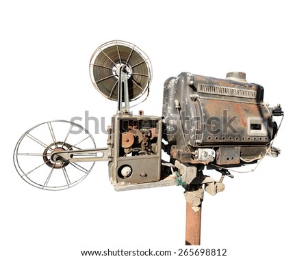 old Movie film projector  isolated on white.