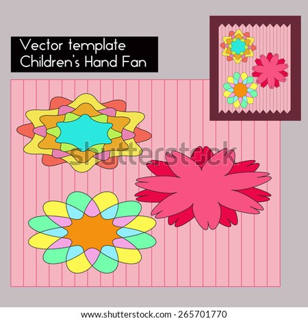 Children's Hand fan template. vector illustration