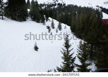 Snowy mountains in wintertime