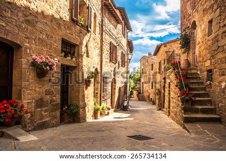 streets of Italian city, Tuscany, Italy Royalty-Free Stock Photo #265734134