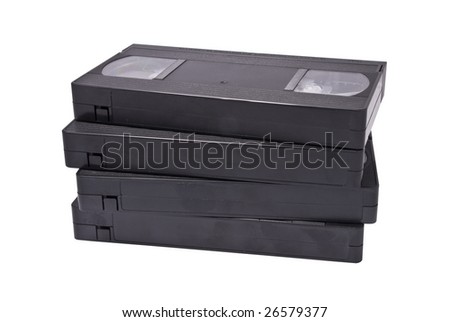 VHS cassettes on white background, clipping path