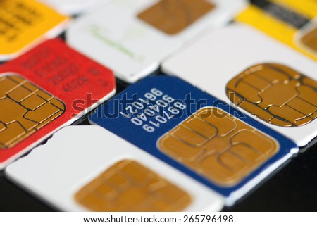 Close up colorful sim card