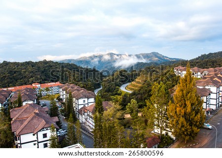 Malaysia - landscape with jungle and contemporary architecture in Cameron Highlands Royalty-Free Stock Photo #265800596