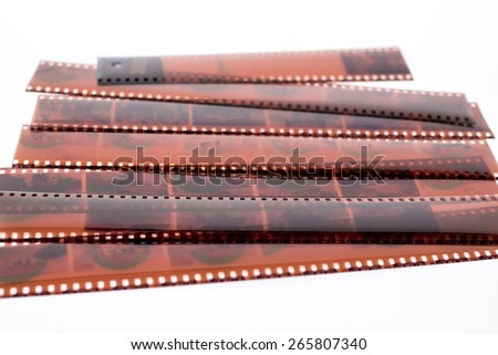 35mm film strip isolated on white background with good memories on film