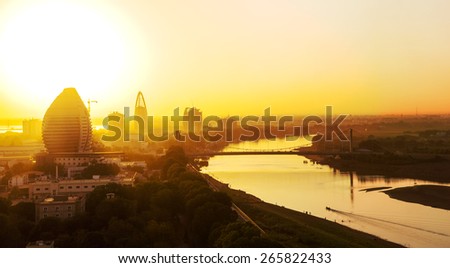 A sunset view of Khartoum, Sudan Royalty-Free Stock Photo #265822433
