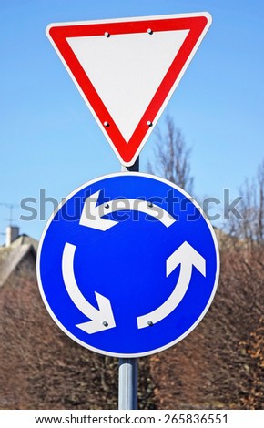 Yield and roundabout traffic signs