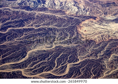 Egyptian Desert - aerial View Royalty-Free Stock Photo #265849970