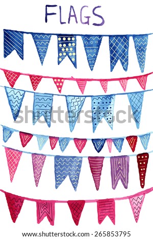 Vector Watercolor Flags with decorative patterns
