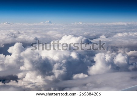 Cloudy sky from airplane