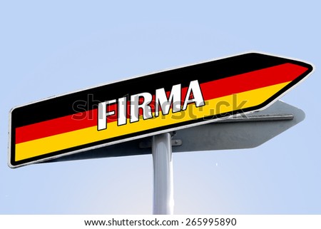 COMPANY in german word on road sign with color of germany flag